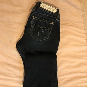 Rock revival straight leg dark wash jeans